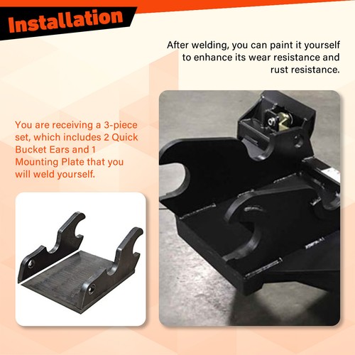 Quick Attach Excavator Bucket Ears for Kubota U35 KX71 KX91 KX121 KX040 KX033 - Picture 8 of 60