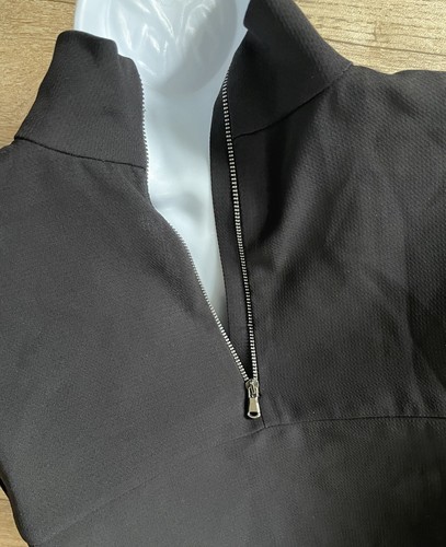 Sofisticado Negro Cuello Alto Mangas Cortas Top Detalle de Perla Dobladillo Curvo Talla 6 ZARA - Imagen 8 de 10