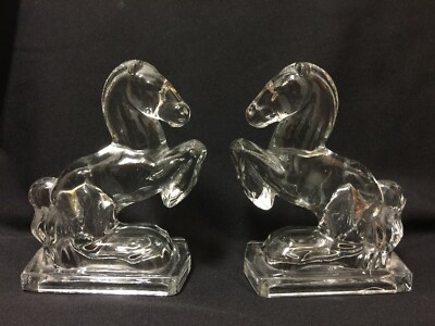 before 1965 antique glass horse bookends before 1965 antique glass horse bookends