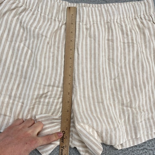 Abercrombie Linen Shorts Womens XLP Striped Lined Beachy Coastal Neutral Tan - Picture 5 of 13
