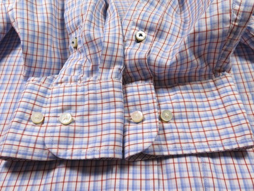 J.Mclaughlin Mens Pure Cotton Blue Red White Checks Plaids Casual Shirt Large - Picture 9 of 12
