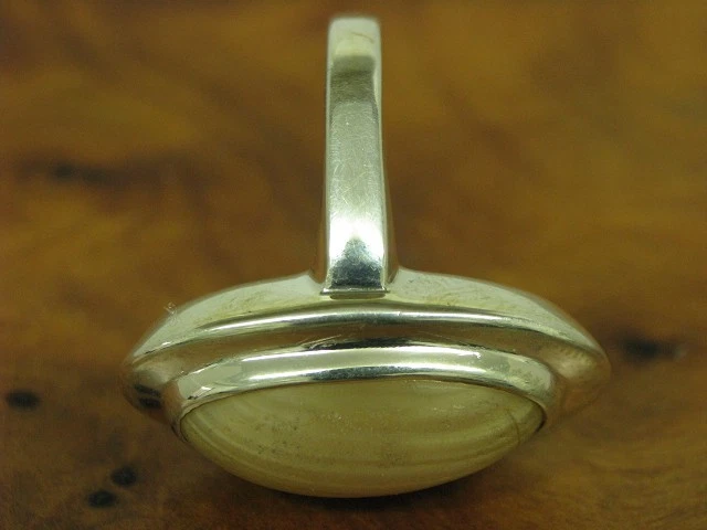 Anello In Argento 835 Con Incastonatura In Achat Da 8,0ct / Argento 925 / 6,3g - Immagine 2 di 3