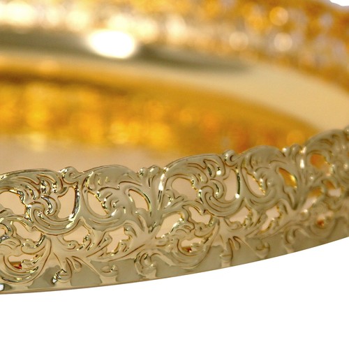 Deko Spiegeltablett Kerze vergoldet versilbert rund Servier Paandan Tablett LR - Bild 11 von 25