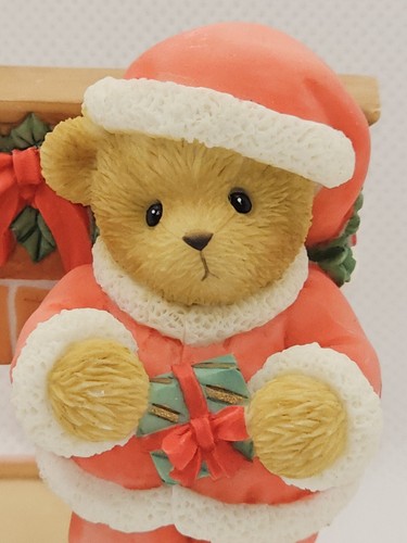Cherished Teddies Bär Figur Kamin Weihnachtsmann Teelicht Kerzenhalter Carlton Karte - Bild 5 von 9