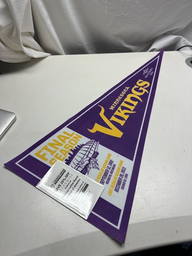 NWT 2013 Minnesota Vikings Final Season at HHH Metrodome 29" Pennant FAST SHIP!! - Picture 2 of 4