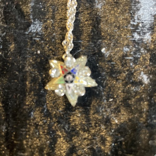 Vintage Masonic Blazing Star Crown Emblem Shield Rhinestone Pendant Necklace - 第 1/4 張圖片
