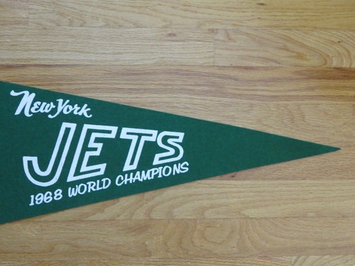 1968 NFL New York Jets campeón mundial banderín con borlas Joe Namath Don Maynard - Imagen 3 de 4