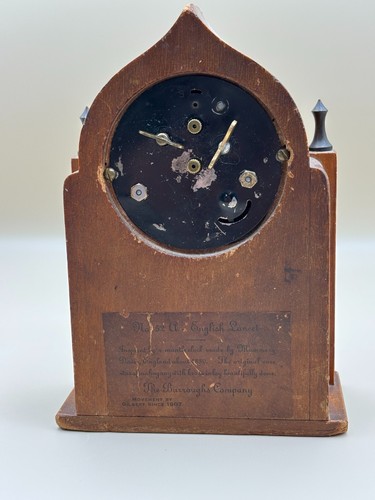 Sveglia vintage Burroughs Co. Wind Up #52 Lancet inglese mantello non funzionante - Foto 7 di 12