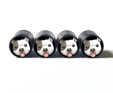 Pittie Pitbull Dog Style 6 Tire Valve Stem Caps - Black Aluminum - Set Of Four Pittie Pitbull Dog Style 6 Tire Valve Stem Caps - Black Aluminum - Set Of Four