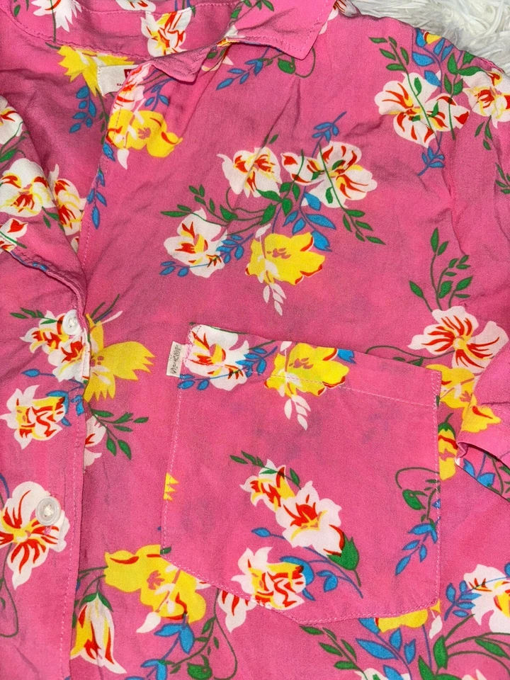 Levi’s Mujer’s Talla. Top S Vintage Rosa Floral Abotonado Cuello Hawaiano. Lindo Foto 3 de 4