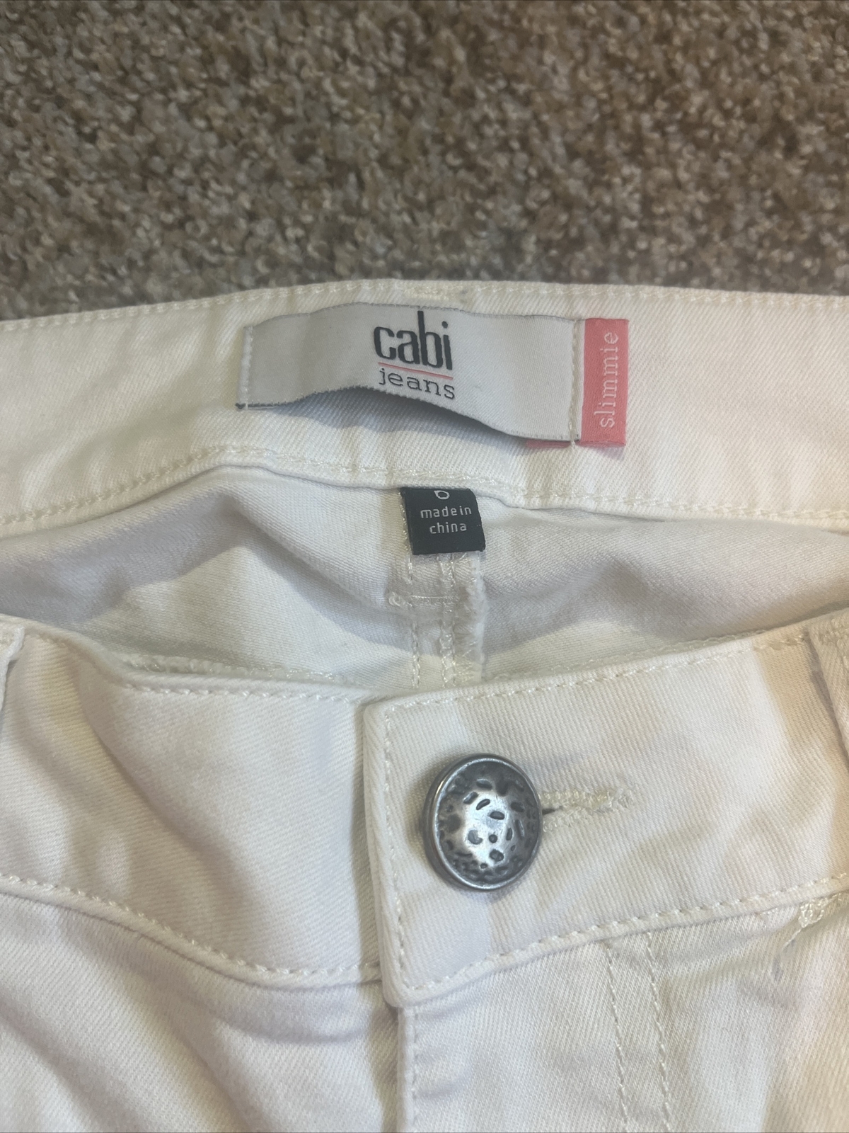 Cabi Slimmie White Denim Jeans Womens Size 6 Stretch Straight Taper Waist 30 - View 3