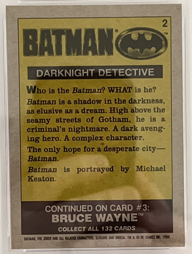 1989 Topps Batman Darknight Detective PSA 8 Card #2 - Picture 3 of 4