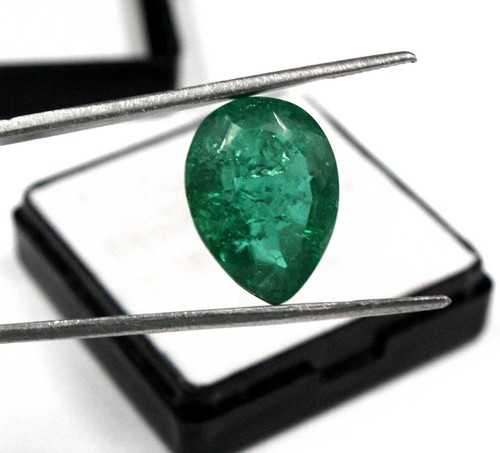 MIND-BLOWING Natural Green Emerald 14.00 Ct Pear Cut Certified Loose Gemstone SM - Picture 10 of 11