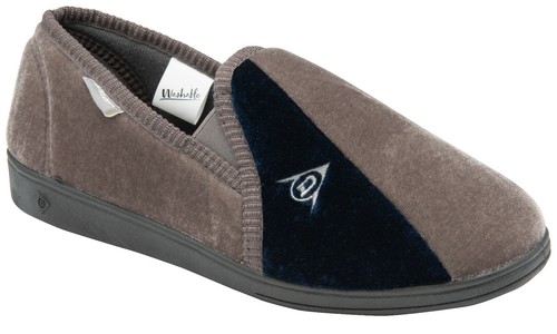 Pantofole Dunlop da uomo velluto bicolore doppio gusset comode calde taglia 6-13 UK - Foto 28 di 52