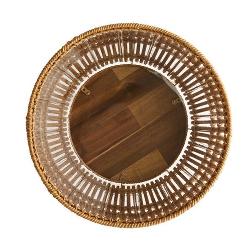 13" Round Brown Resin Rattan Planter & Stand Handwoven Design Indoor/Outdoor Use - Picture 4 of 5