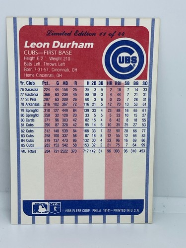 1986 Fleer League Leaders Baseball Cards (Discounts) B3 - Picture 22 of 84