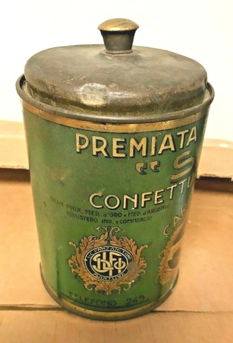 1920 grafische ITALIENISCHE BONBONKONFEKT Werbedose mit original ZUGDECKEL - Bild 2 von 4