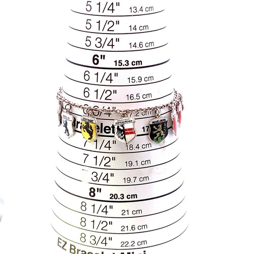 Vtg Signed 935 Silver Enamel Germany Places Shield Dangle Charms Bracelet 6 1/2 - Picture 11 of 12