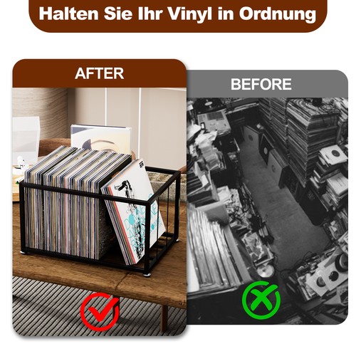 Metal Vinyl Record Storage Crate with Wheels Albums Rack CDs Holder Organizer - Picture 7 of 13