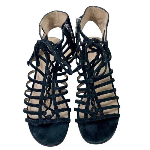Pour La Victoire Amabelle Black Suede Leather Gladiator Cage Sandal 7.5 - Picture 3 of 10