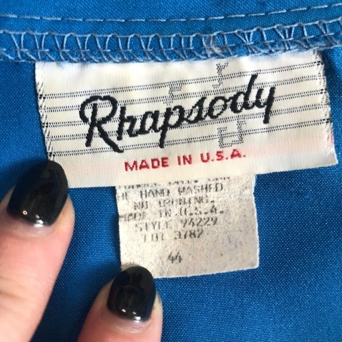 Vintage 80s Cerulean Blue Rhapsody Business Casual Office L/S Blouse Top Size 44 - Picture 4 of 6