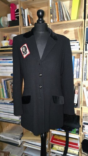 Black Wool Blazer Upcycled Silver Winged By #blinkfriction Size 38 12 Women’s