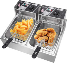 ZOKOP 5000W 12L Stainsteel Electric Deep Fryer Dual Tank Commercial Restaurant