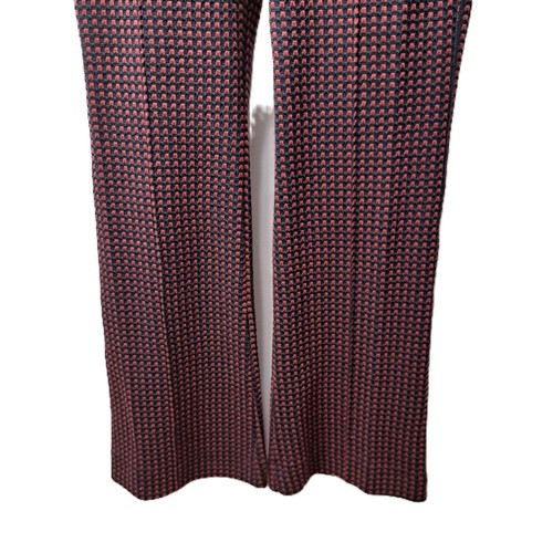 Anthropologie The Essential Crop Flare Womens Burgundy & Blue Check Pants XS - Picture 4 of 7