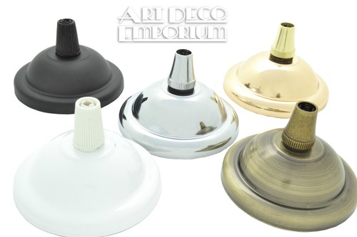 Deko Stil kleine 63 mm Metall Deckenrosette mit Metallschnur Griff verchromt - Bild 3 von 4