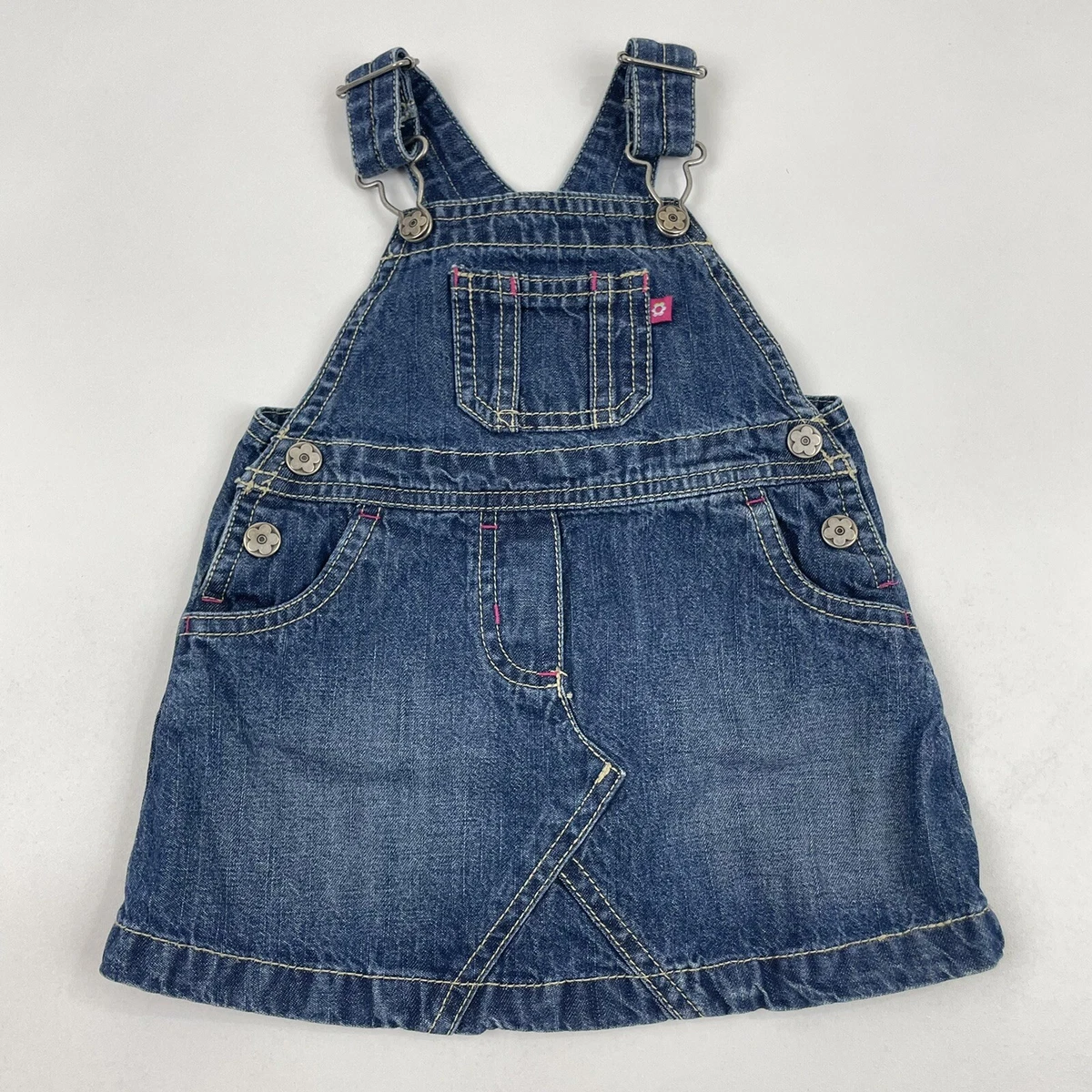 Carters Baby Girl Overall Dress Denim Blue Jean Sz 9 Months 100 Cotton