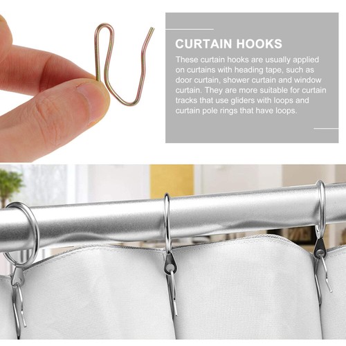 1 Pack 80pcs Metal Curtain Hooks Rustproof Stainless Steel Plated Nickel Hooks - Picture 6 of 12