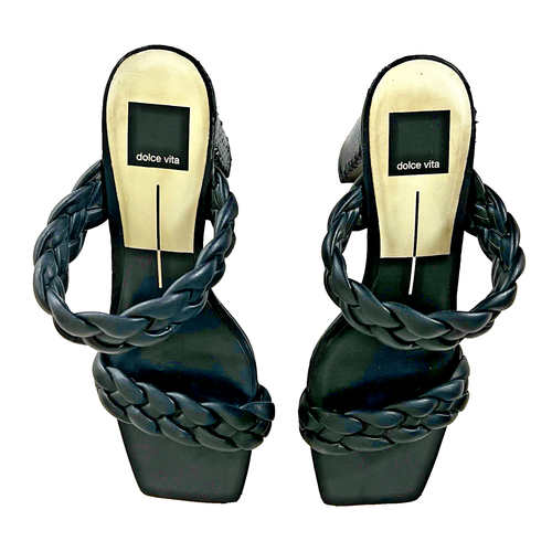 Dolce Vita Paily Heeled Sandals Black Stella Braided Straps Slip On Size 7.5 - Picture 5 of 8