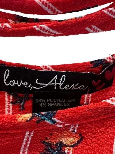 Love Alexa Girls Floral Cold Shoulder Top Red Size 12- 14 Lace Crochet Vibrant y - Picture 6 of 8