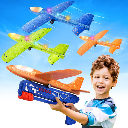 3 Pack Outdoor Airplane Launcher Toys, 13.2'' LED Foam Glider, Catapult Plane - Picture 8 of 12