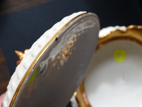 RARE 1890 Gorgeous Worcester Footed Bowl w/ Lid, Basket Weave, 2 Artists Signed - Picture 21 of 24