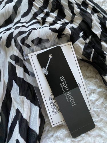 Bisou Bisou Women Beaded Long Sleeve Pleated Shirt Short Dress Multicolor Size S - Picture 7 of 13