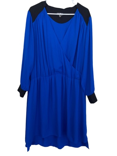 Vince Camuto Damen Surplice Kleid Blau Schwarz Größe 2XL Über Knie Langarm - Bild 1 von 6