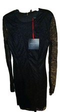 SALE Cynthia Rowley Womens  Size 8 Lace  Accent  long sleeve Dress BLACK NWT  