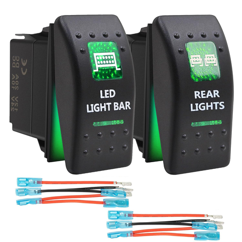 Green 5-Pin LED Rocker Toggle Switches Compatible with Polaris RZR Ranger SXS Ma - Picture 12 of 12
