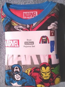 Marvel Boys 2 PC Flannel Pajama Set - Light Blue - Size 8