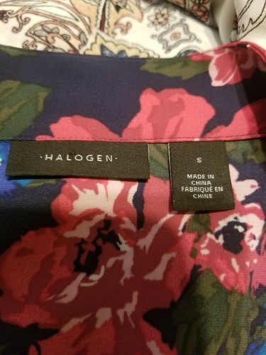 Halogen Womens size small Silk Blend Floral Wrap Blouse long sleeves $149 - Picture 2 of 10