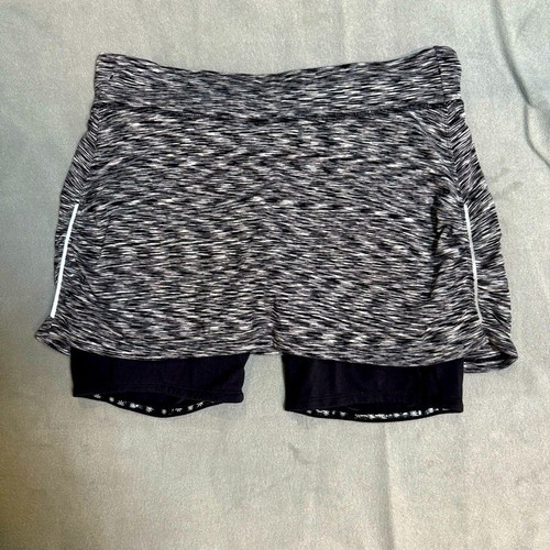 Athleta Two-in-One Black Heather Court Skort Biker Shorts Athletic Running Large - Picture 2 of 8