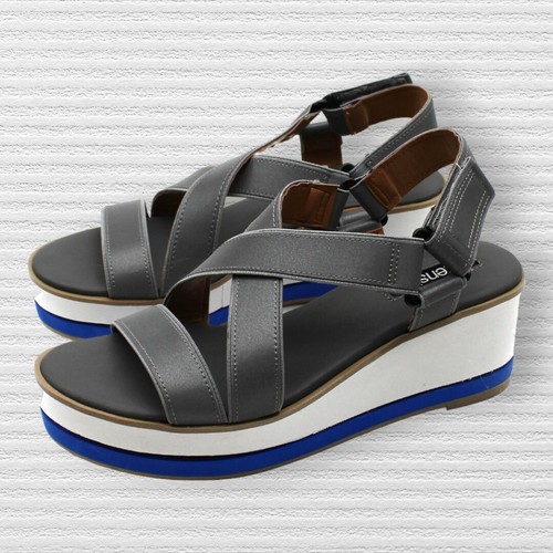 Kensie Womens Tia Iridescent Ankle Strap Wedge Sandals Gray - Imagen 3 de 7