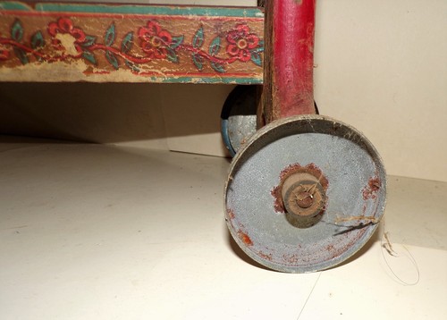 Antique 1950s Gong Bell Mfg. Co. All Wooden Toy Horse with Ringing Bells Wheels - Picture 5 of 5