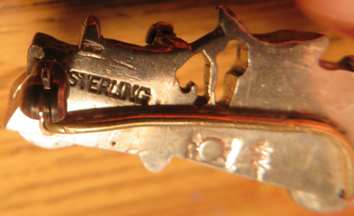 STERLING SILVER VINTAGE Automobile MOVING WHEELS BROOCH / PIN Signed ? - Picture 5 of 15