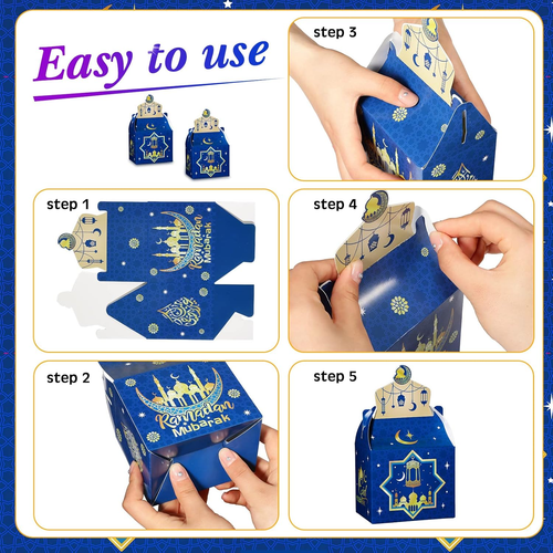 24 Pieces Eid Mubarak Treat Boxes Eid Mubarak Goodie Gable Boxes Ramadan Mubarak - Picture 4 of 12