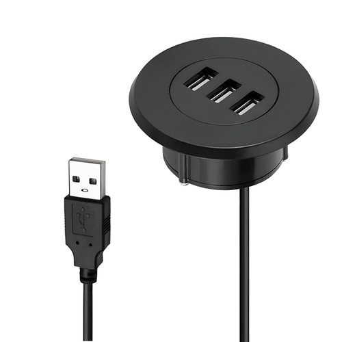 Schreibtisch Tülle 3 Ports USB Hub Desktop Embedded USB Handy Ladegerät Schnellladen - Bild 18 von 19