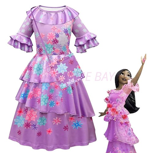 Girls Encanto Costume Mirabel Isabelle Princess Dress Bag Book Week Halloween AU - Picture 4 of 40