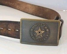 LANDSTAR Team Safety Trucking Co Semi Drivers Vtg Belt Buckle  Belt Leather 38"