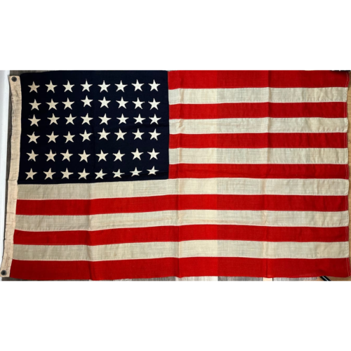 Vintage Cotton USA Made 48 Star American Flag 3’x5’ Stitched Stripes Stars  WWII - Picture 1 of 6